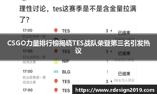 CSGO力量排行榜揭晓TES战队荣登第三名引发热议